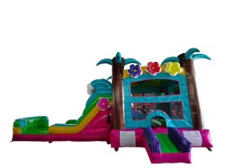 Summer Luau Bounce House With Single Lane Slide