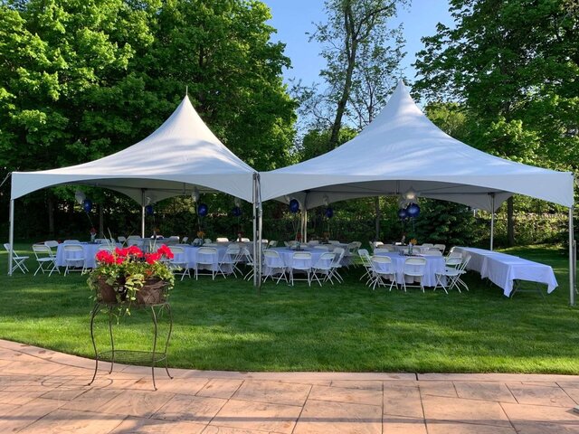Double 20x20 white high peak tent rentals